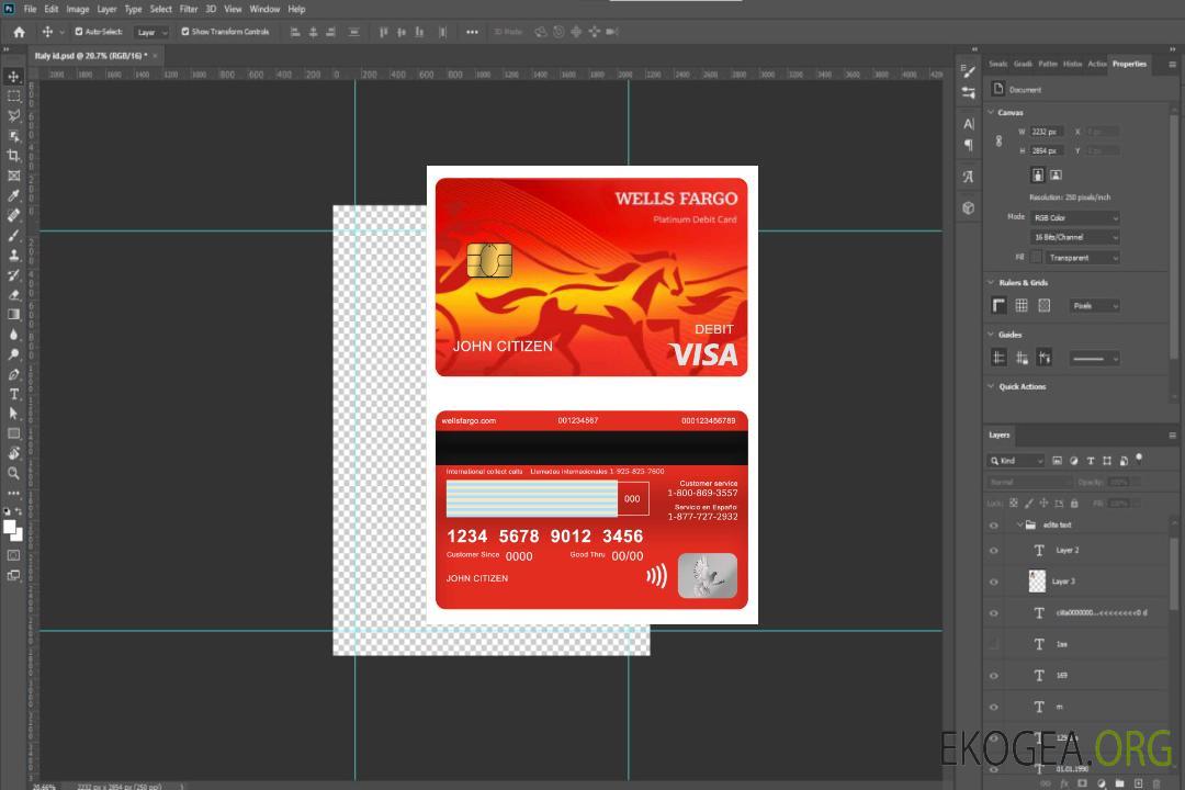 Carte de débit visa de la banque Wells Fargo aux États-Unis template Carte de débit visa de la banque Wells Fargo aux États-Unis template